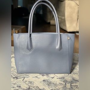 DAGNE DOVER Blue Signature Classic Coated Canvas Tote , Laptop, Office